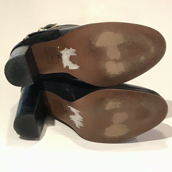 Topshop Buckle Bootie Ankle Boot Black Leather - Picture 7 of 8